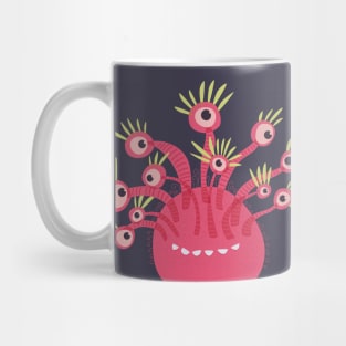 Funny Pink Cute Monster With Eleven Eyes Mug